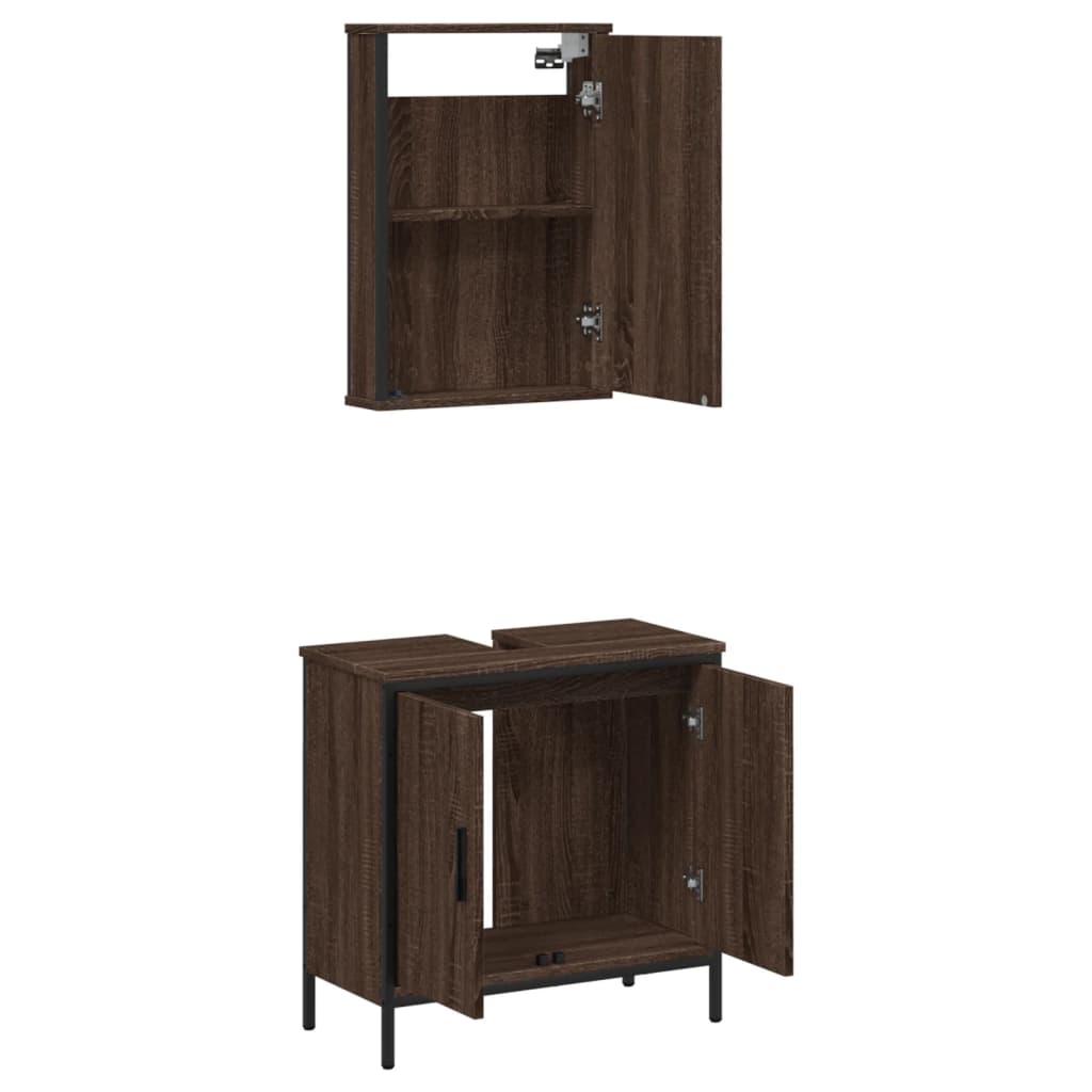 vidaXL Set de muebles baño 2 pzas madera contrachapada marrón roble