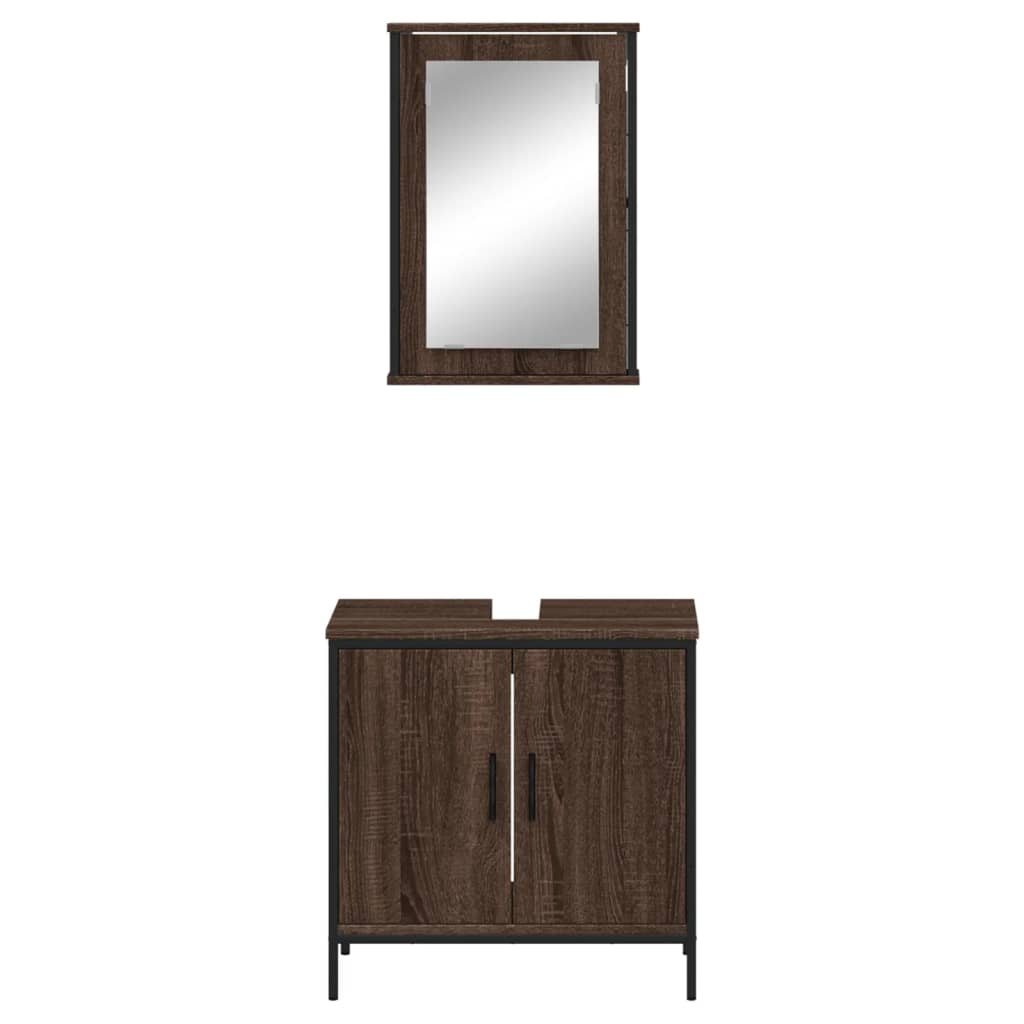 vidaXL Set de muebles baño 2 pzas madera contrachapada marrón roble