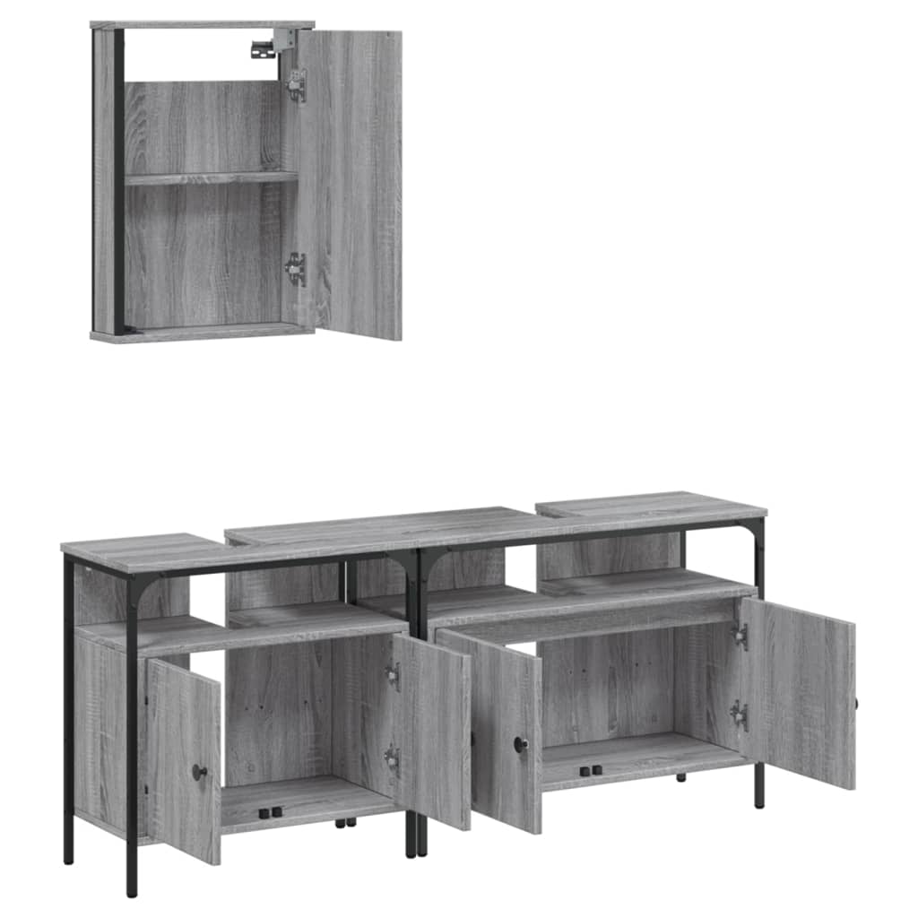 vidaXL Set de muebles de baño 3 pzas madera contrachapada gris sonoma