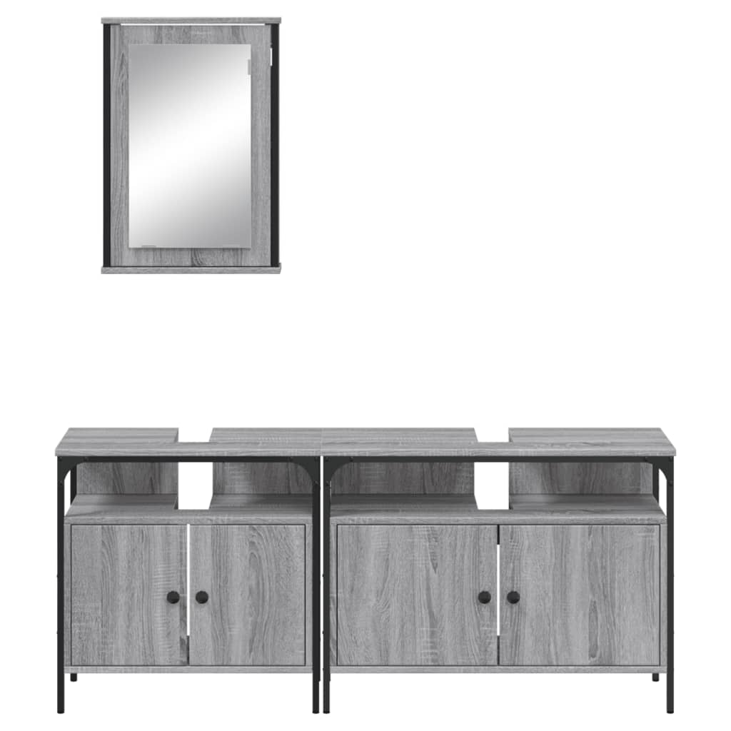 vidaXL Set de muebles de baño 3 pzas madera contrachapada gris sonoma