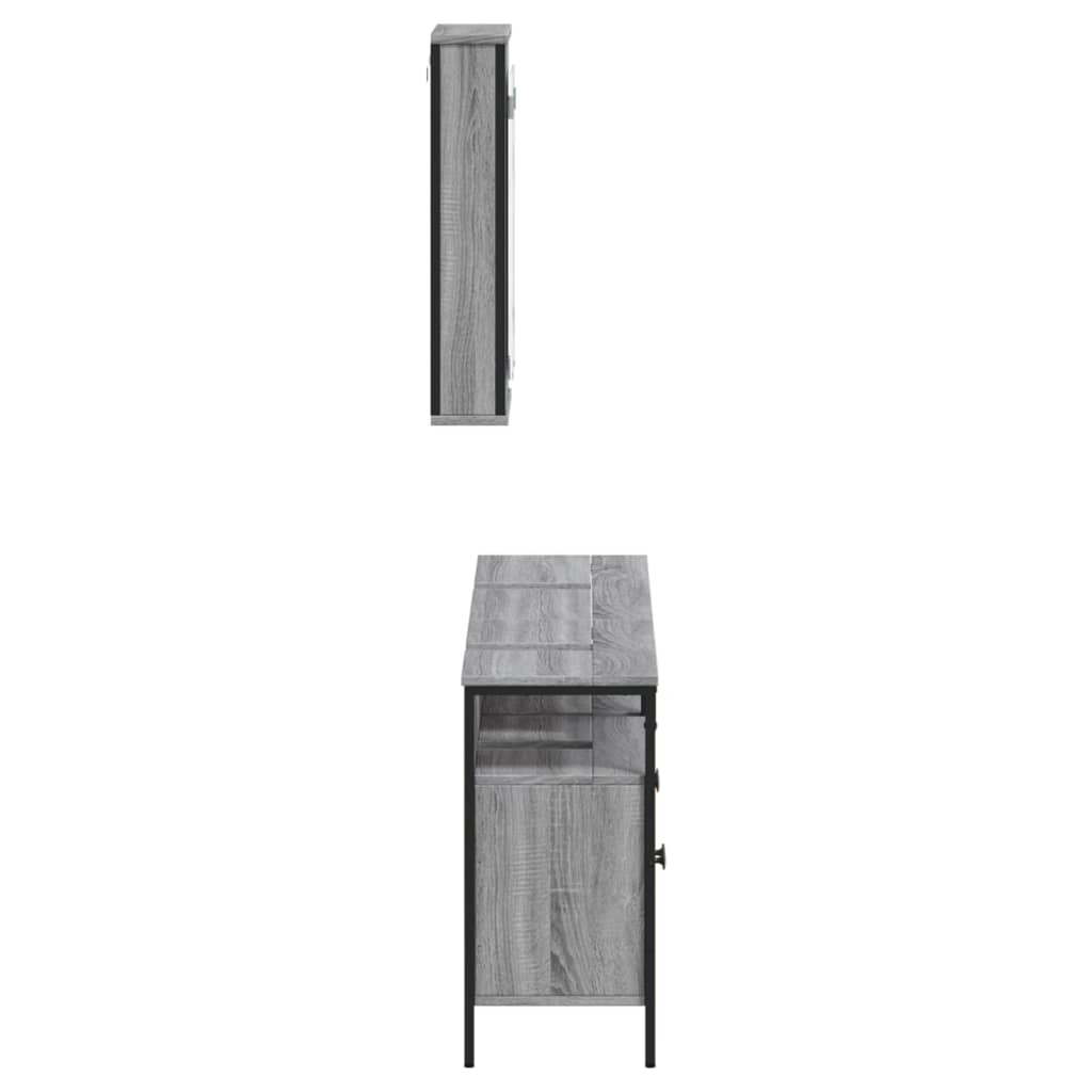 vidaXL Set de muebles de baño 3 pzas madera contrachapada gris sonoma