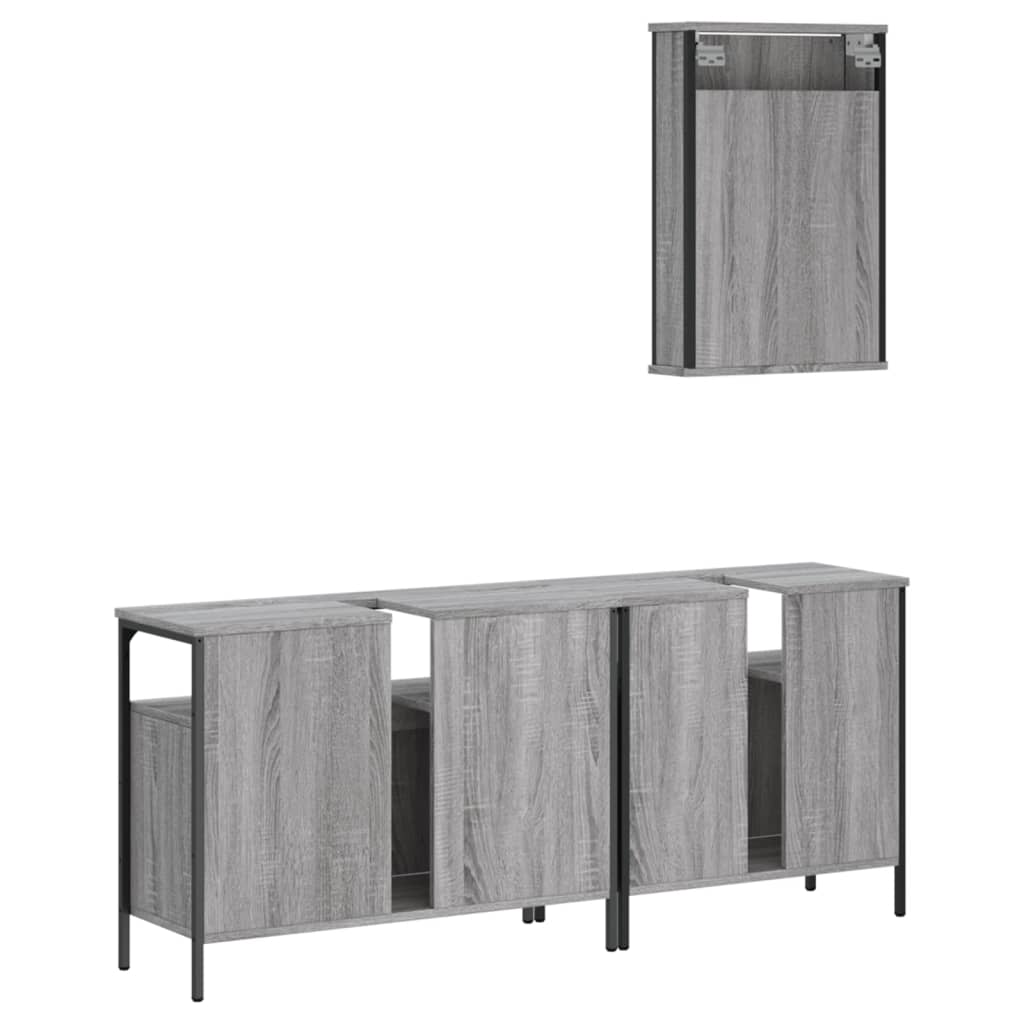 vidaXL Set de muebles de baño 3 pzas madera contrachapada gris sonoma