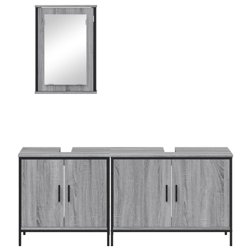 vidaXL Set de muebles de baño 3 pzas madera contrachapada gris sonoma