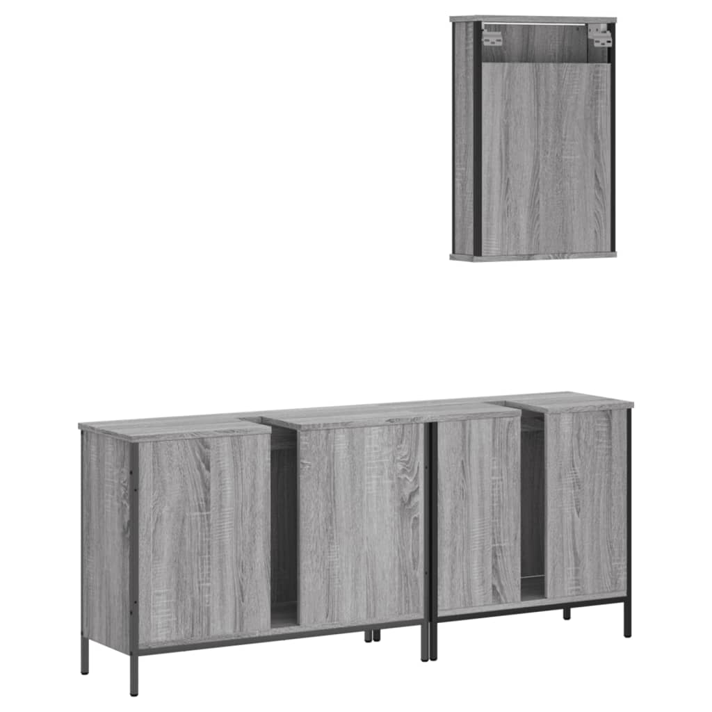 vidaXL Set de muebles de baño 3 pzas madera contrachapada gris sonoma