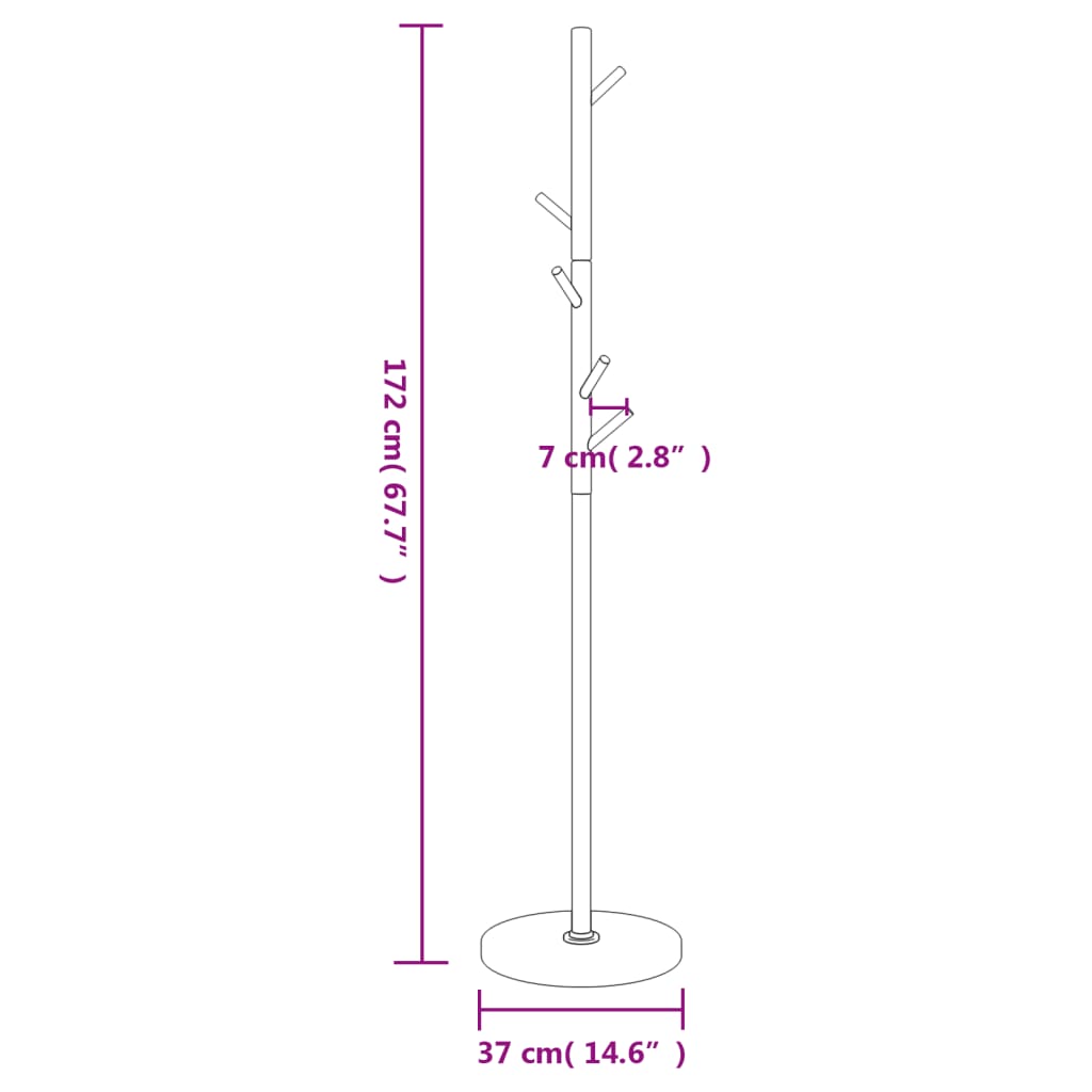 vidaXL Perchero de hierro con recubrimiento en polvo negro 172 cm