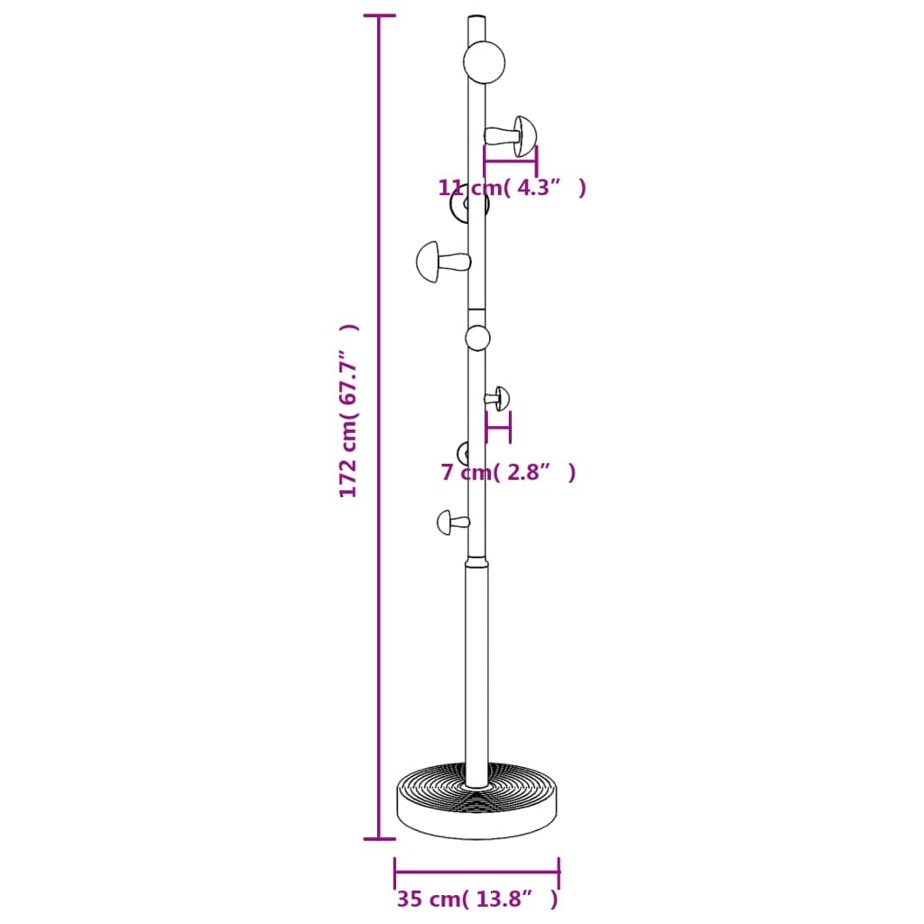 vidaXL Perchero de hierro con recubrimiento en polvo rosa 172 cm