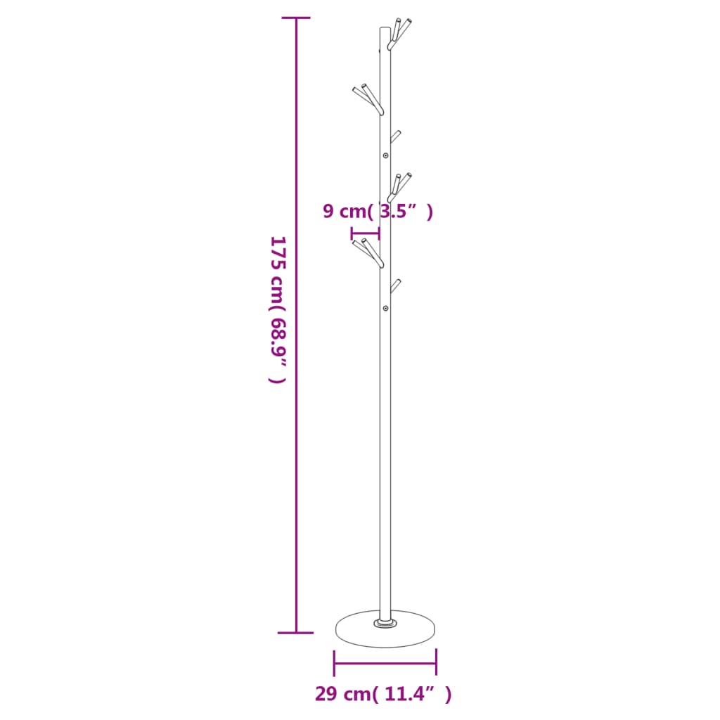 vidaXL Perchero de hierro con recubrimiento en polvo blanco 175 cm