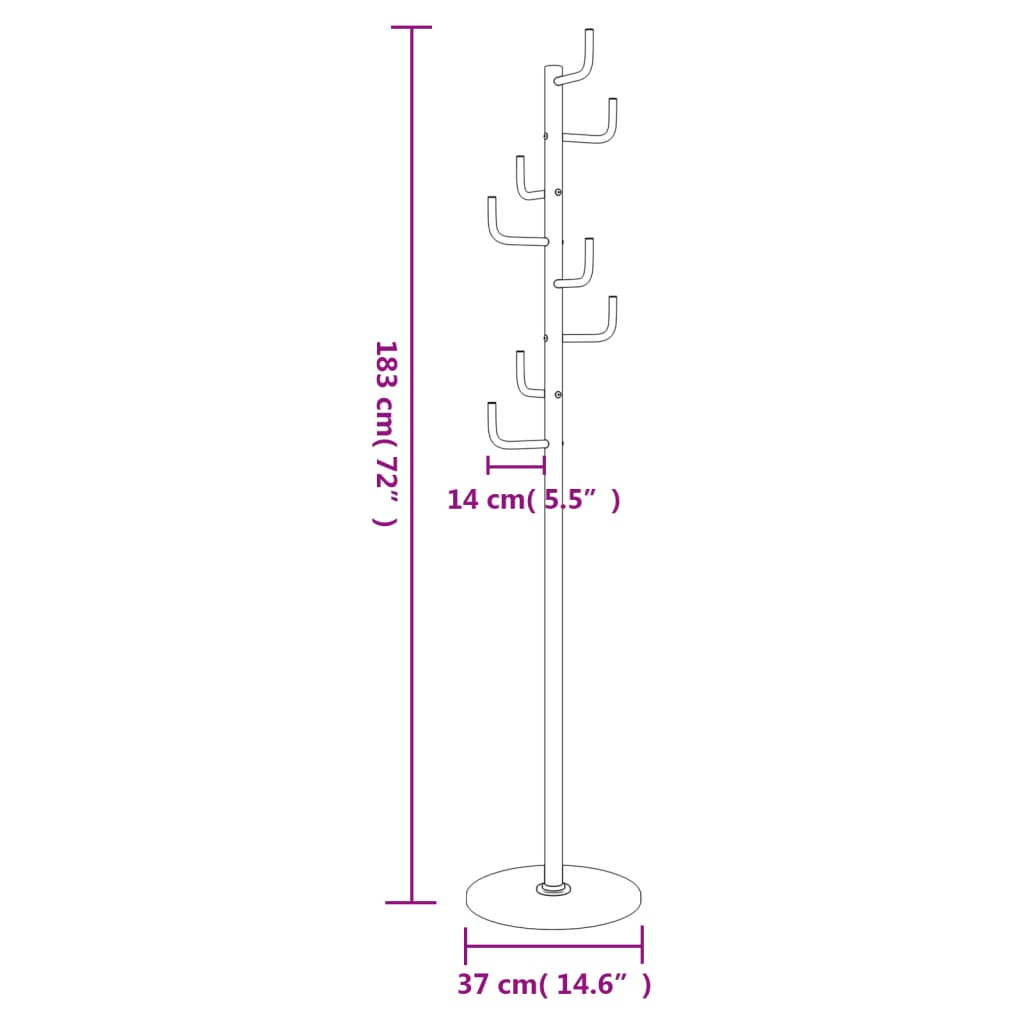 vidaXL Perchero de hierro con recubrimiento en polvo blanco 183 cm