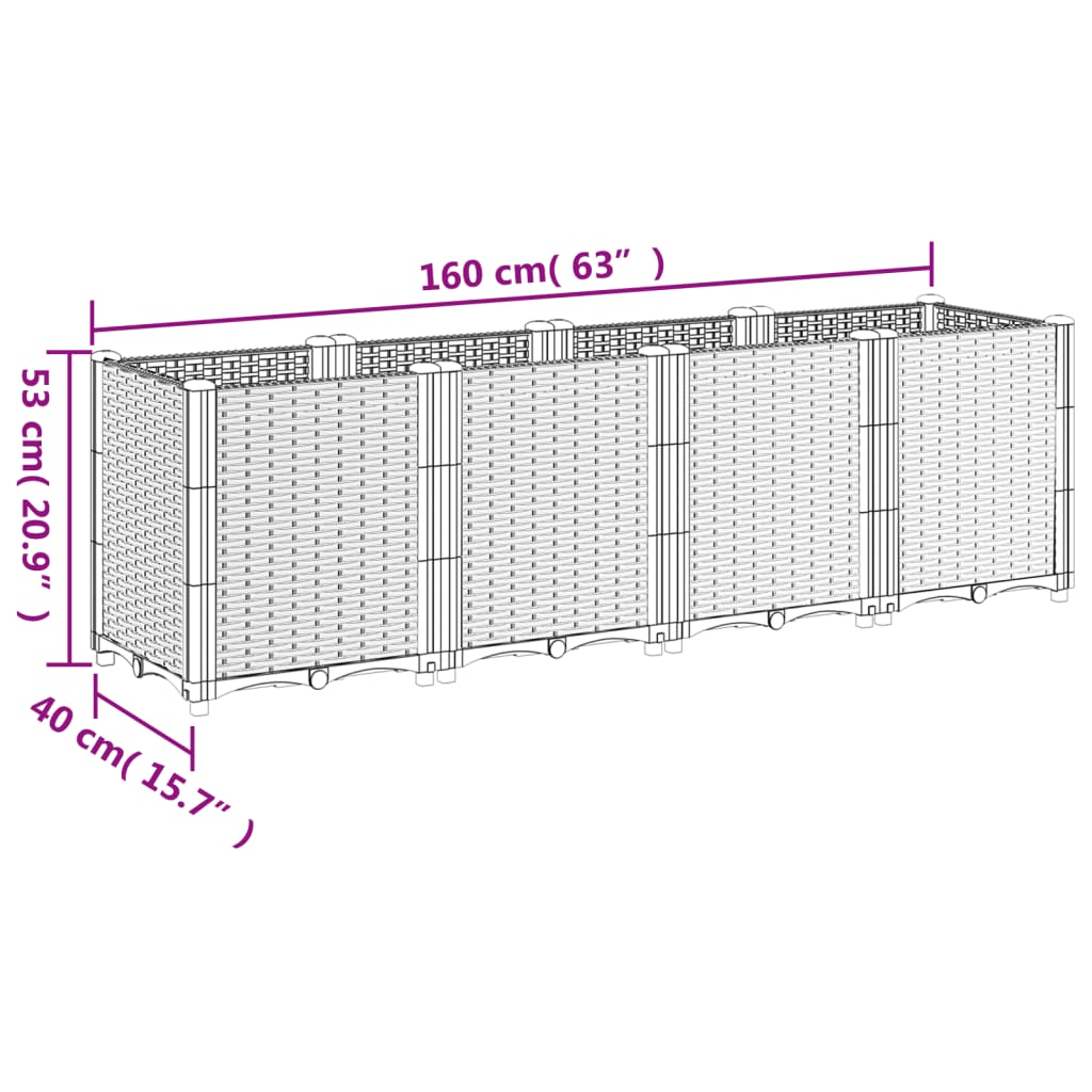 vidaXL Jardinera PP negro 160x40x53 cm