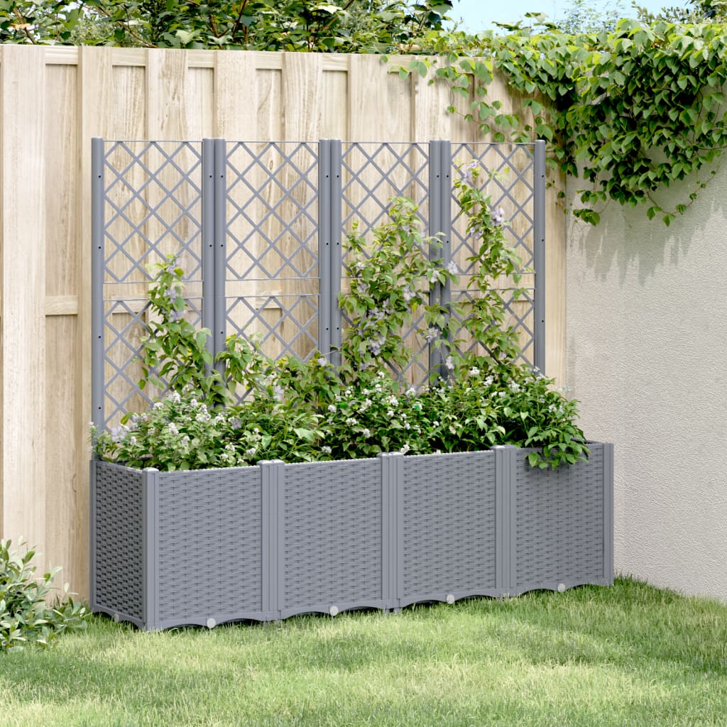 vidaXL Jardinera con enrejado PP azul gris 160x40x140 cm