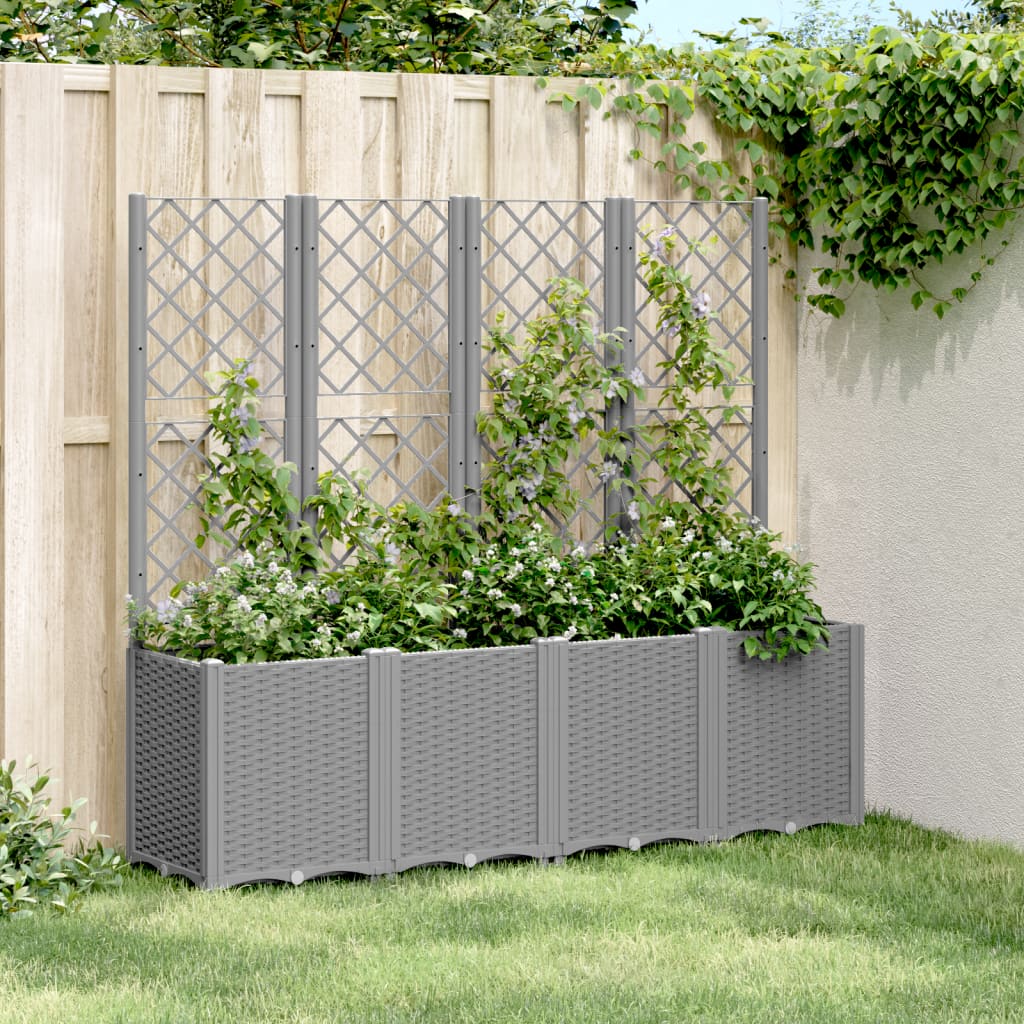 vidaXL Jardinera con enrejado PP gris claro 160x40x140 cm