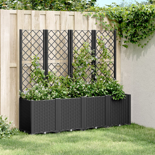 vidaXL Jardinera con enrejado PP negro 160x40x140 cm