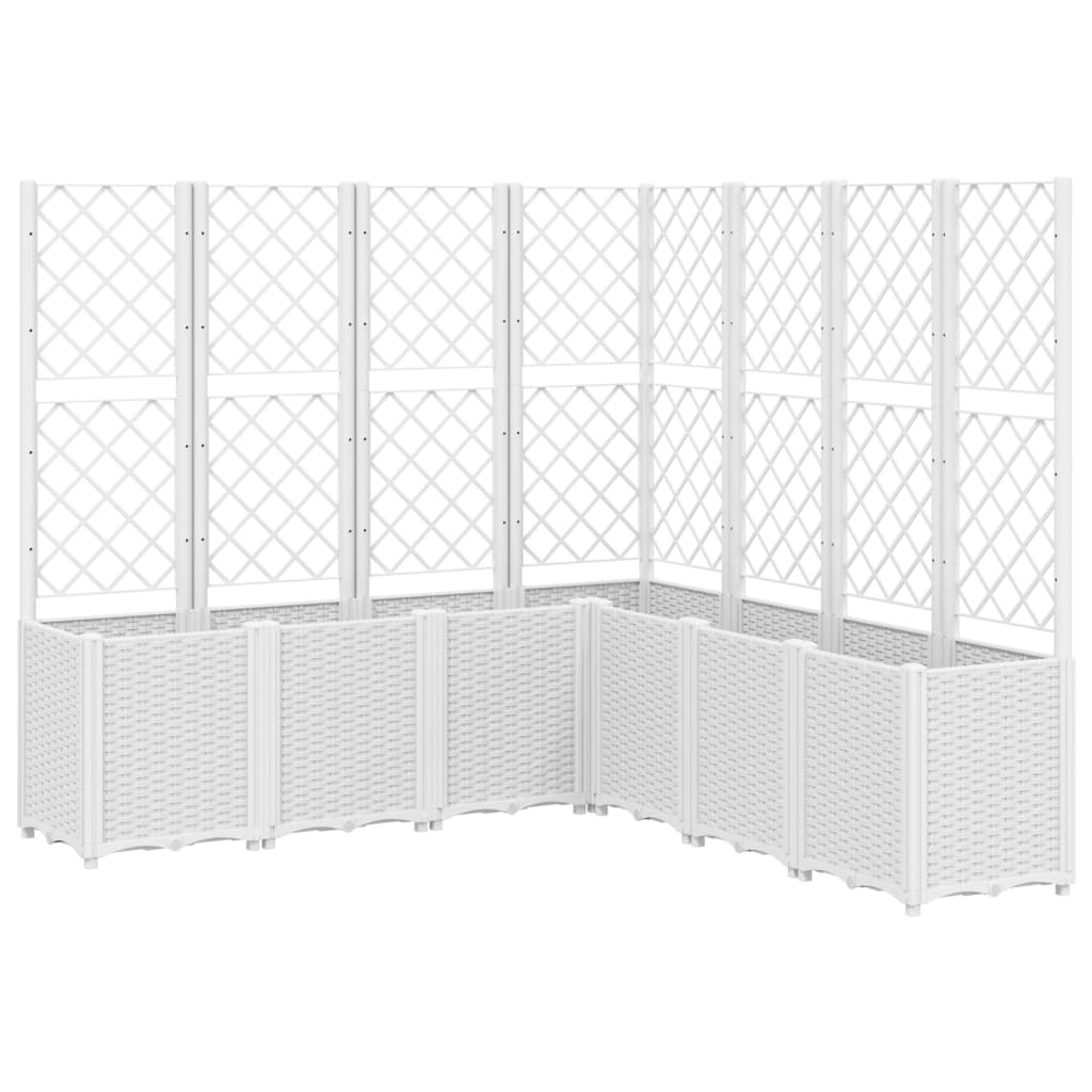 vidaXL Jardinera con enrejado PP blanco 160x160x140 cm