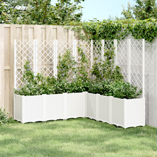 vidaXL Jardinera con enrejado PP blanco 160x160x140 cm