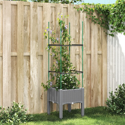 vidaXL Jardinera con enrejado PP gris claro 40x40x142,5 cm