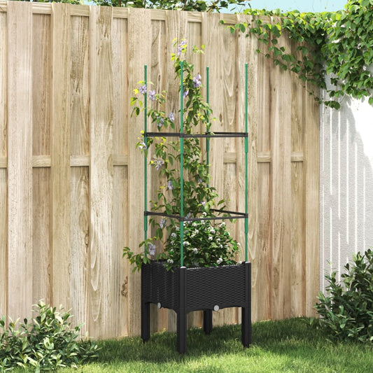 vidaXL Jardinera con enrejado PP negro 40x40x142,5 cm