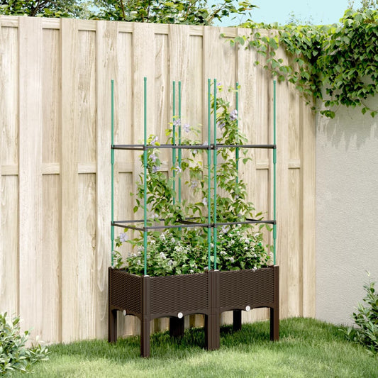 vidaXL Jardinera con enrejado PP marrón 80x40x142,5 cm