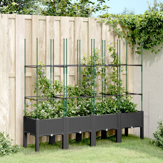 vidaXL Jardinera con enrejado PP negro 160x40x142,5 cm