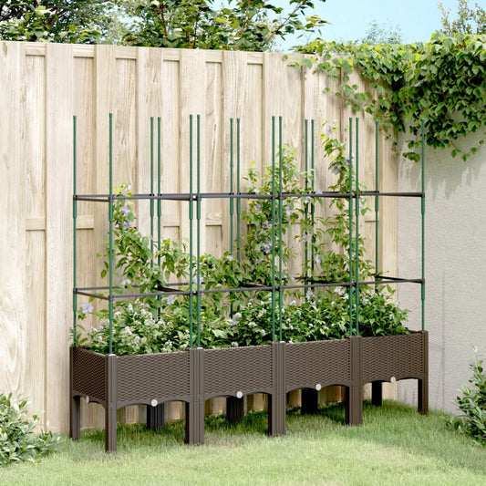 vidaXL Jardinera con enrejado PP marrón 160x40x142,5 cm