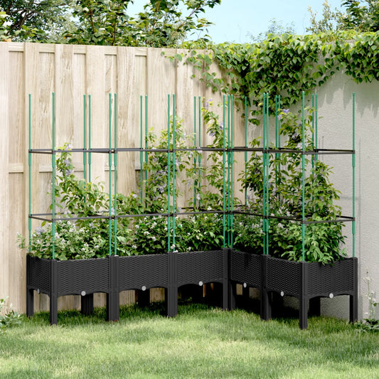 vidaXL Jardinera con enrejado PP negro 160x120x142,5 cm