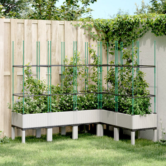 vidaXL Jardinera con enrejado PP blanco 160x120x142,5 cm