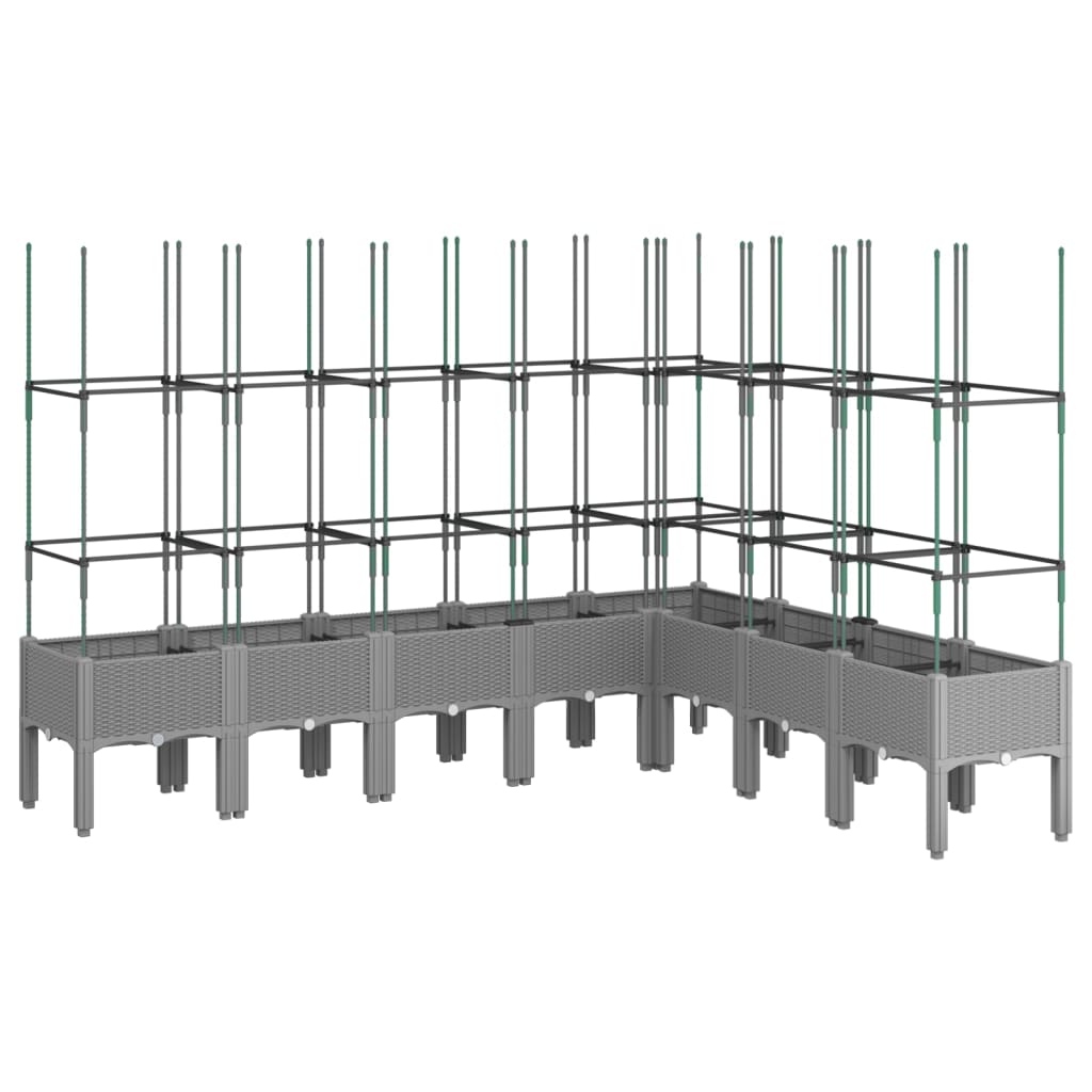 vidaXL Jardinera con enrejado PP gris claro 200x160x142,5 cm