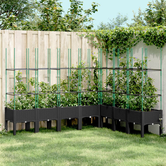 vidaXL Jardinera con enrejado PP negro 200x160x142,5 cm