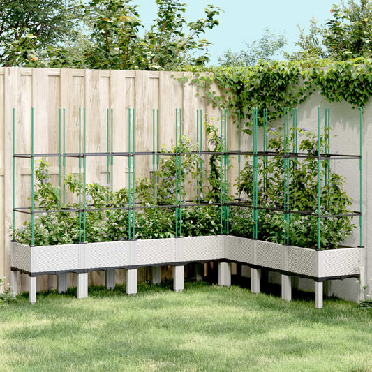 vidaXL Jardinera con enrejado PP blanco 200x160x142,5 cm