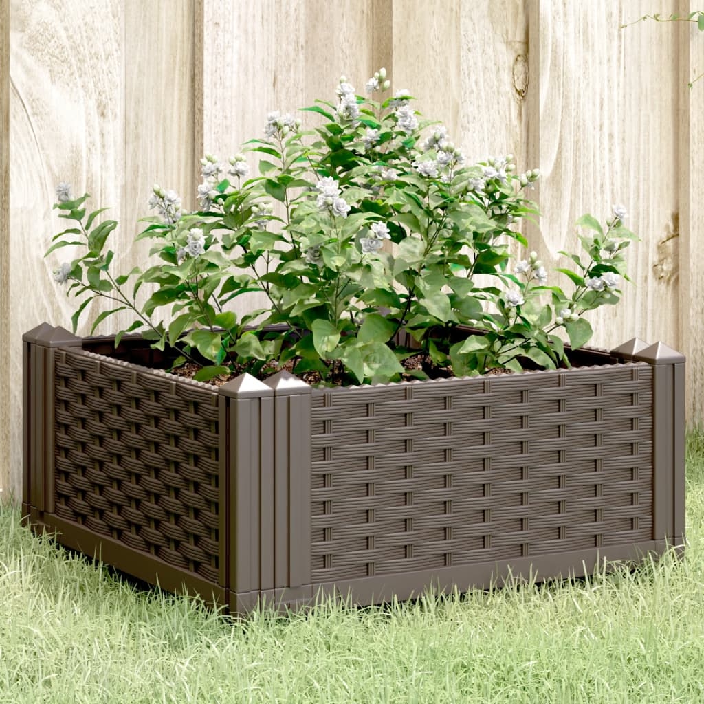 vidaXL Jardinera con clavijas PP marrón 42,5x42,5x28,5 cm