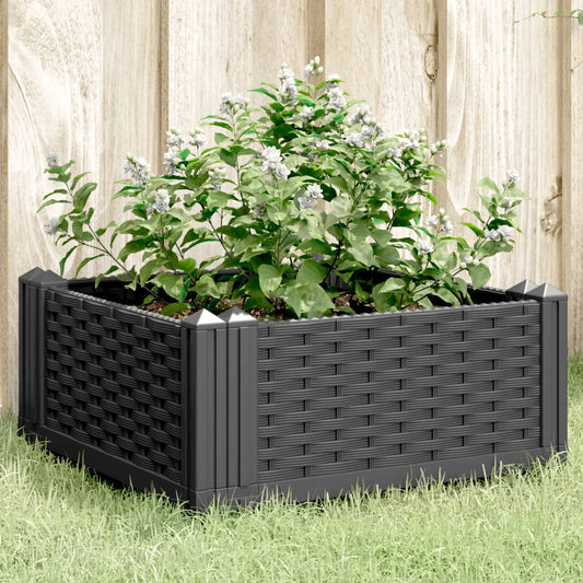 vidaXL Jardinera con clavijas PP negro 42,5x42,5x28,5 cm