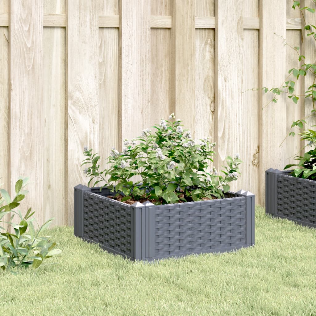 vidaXL Jardinera con clavijas PP azul gris 42,5x42,5x28,5 cm