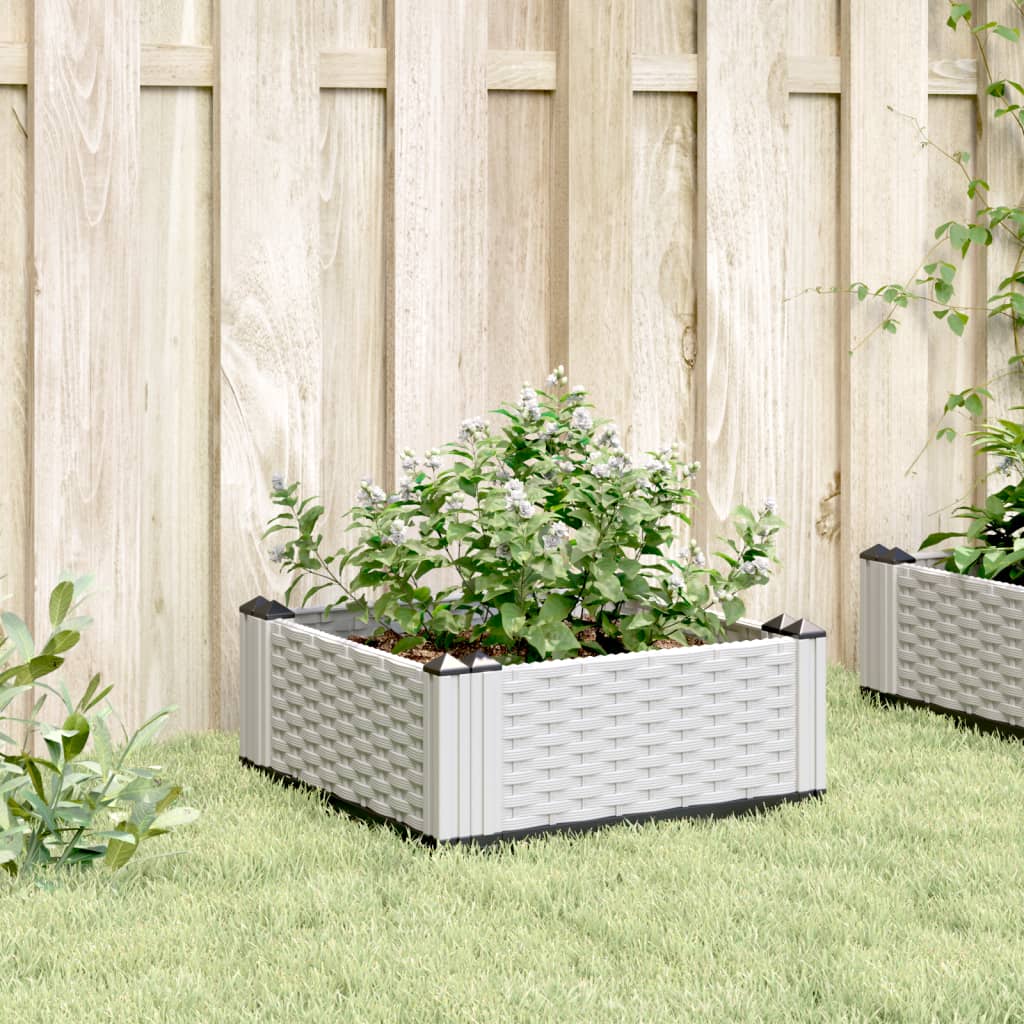 vidaXL Jardinera con clavijas PP blanco 42,5x42,5x28,5 cm