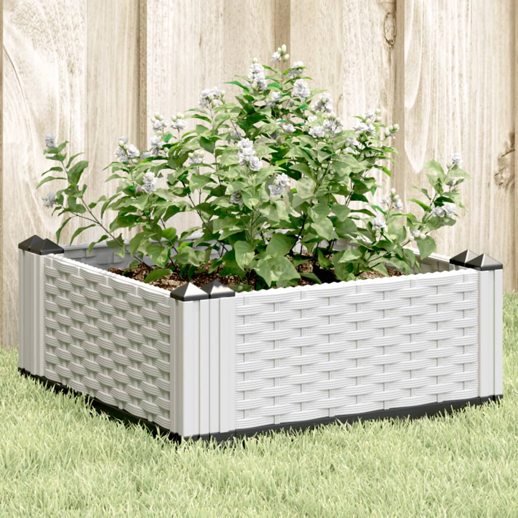 vidaXL Jardinera con clavijas PP blanco 42,5x42,5x28,5 cm