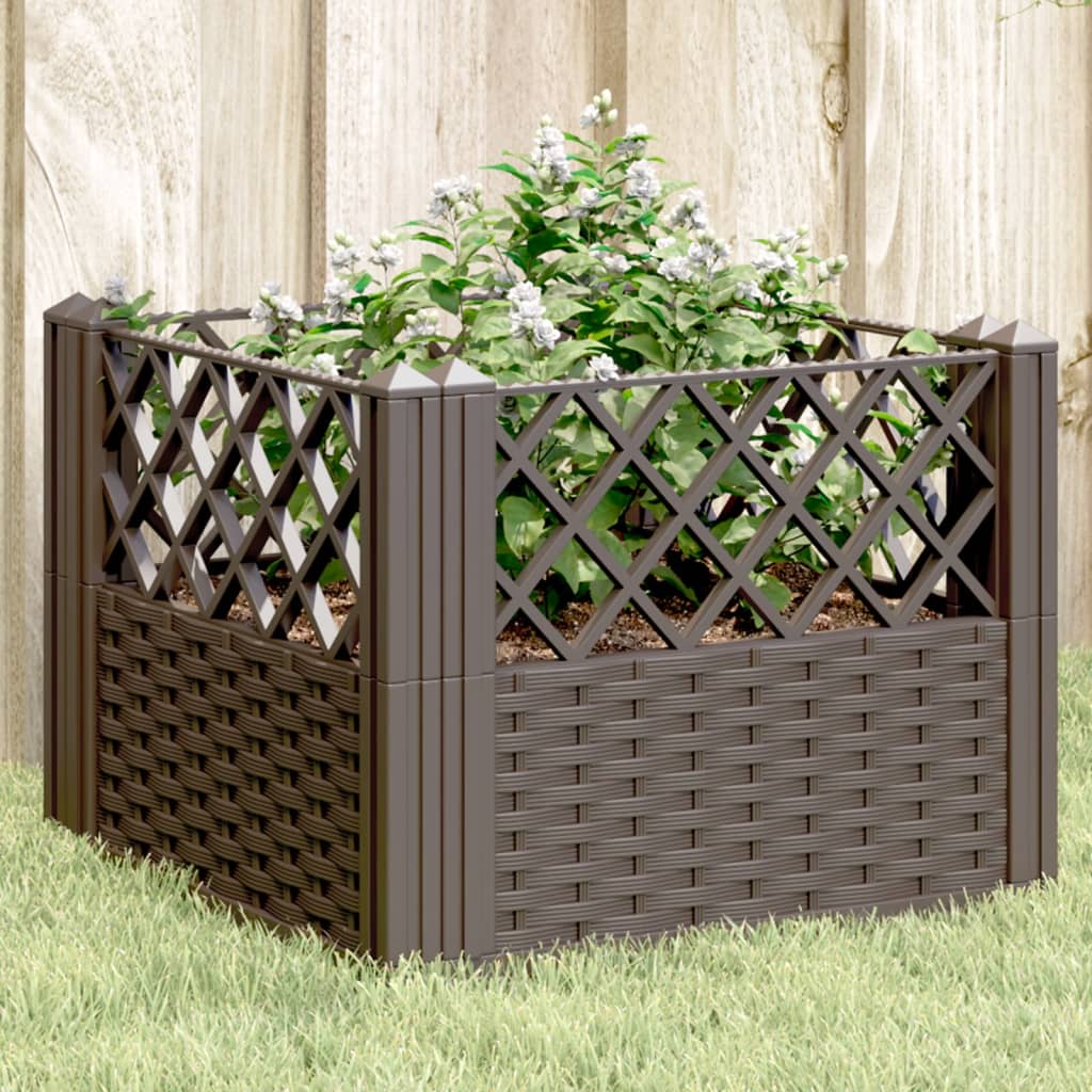 vidaXL Jardinera con clavijas PP marrón 43,5x43,5x43,5 cm