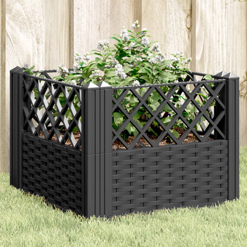 vidaXL Jardinera con clavijas PP negro 43,5x43,5x43,5 cm