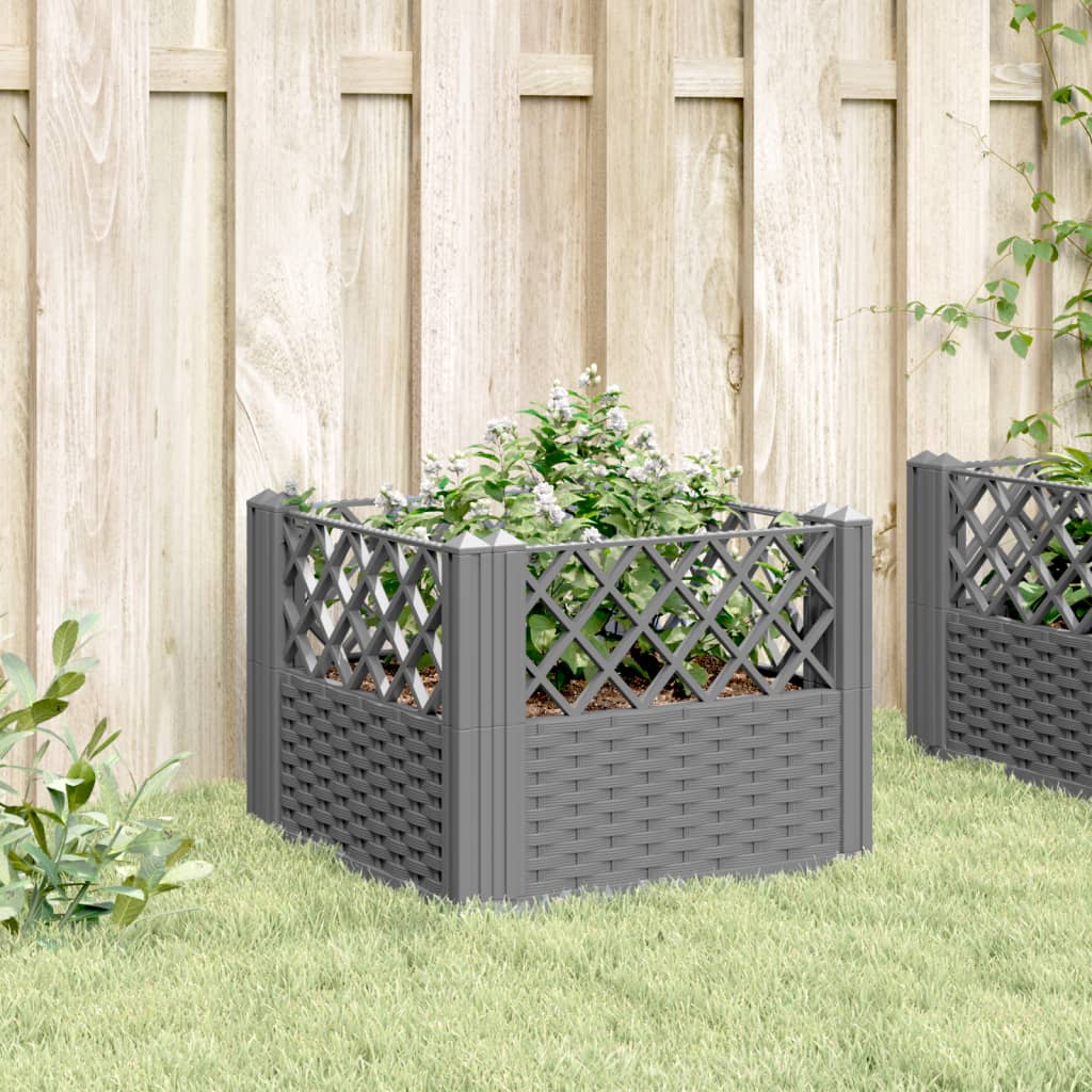 vidaXL Jardinera con clavijas PP gris claro 43,5x43,5x43,5 cm