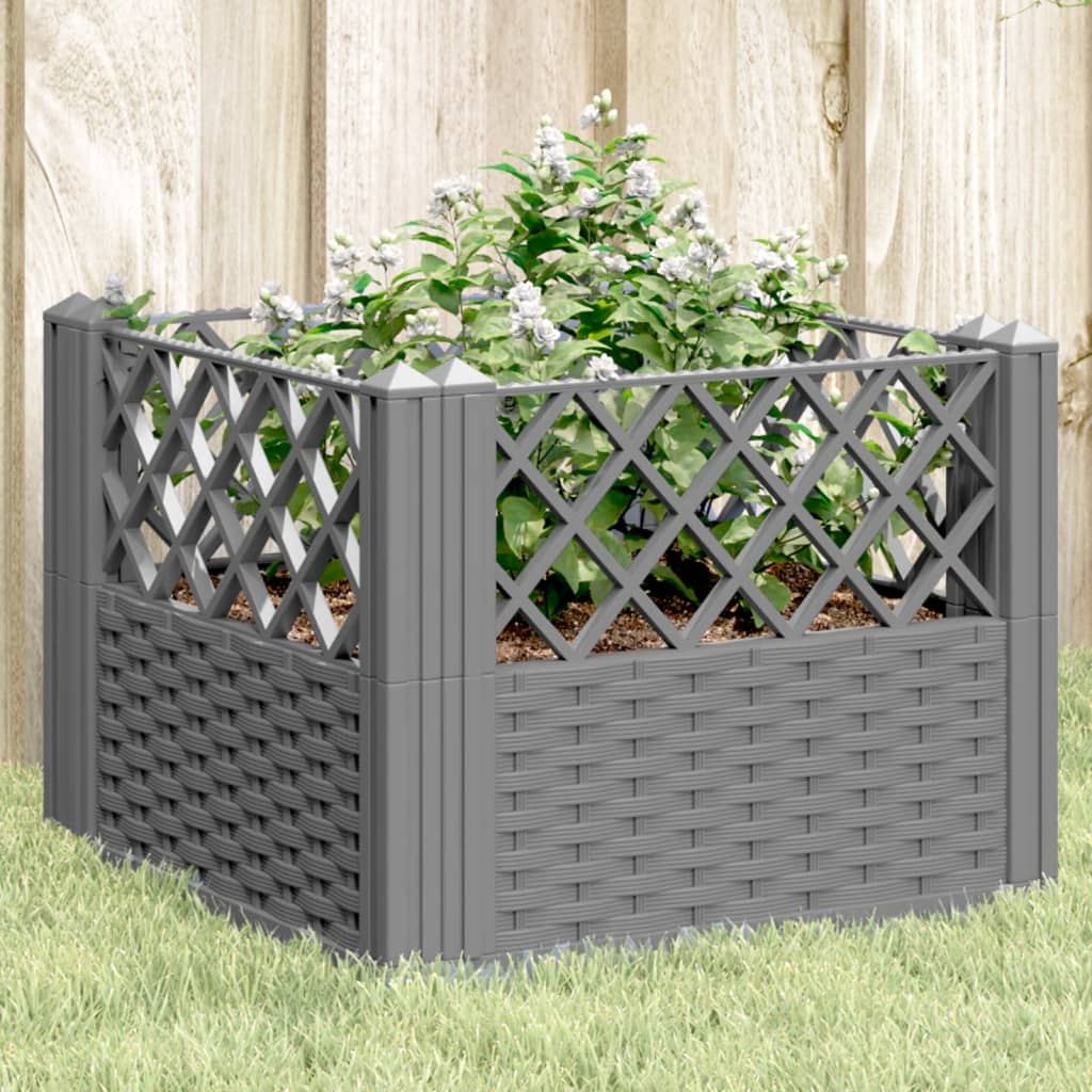 vidaXL Jardinera con clavijas PP gris claro 43,5x43,5x43,5 cm