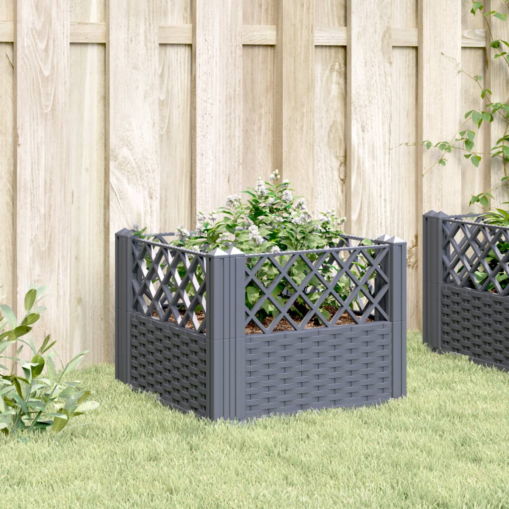 vidaXL Jardinera con clavijas PP azul gris 43,5x43,5x43,5 cm