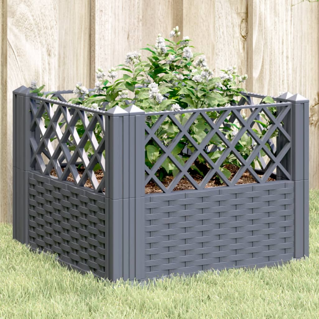 vidaXL Jardinera con clavijas PP azul gris 43,5x43,5x43,5 cm