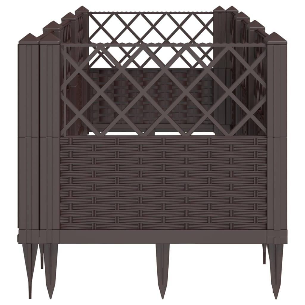 vidaXL Jardinera con clavijas PP marrón 123,5x43,5x43,5 cm