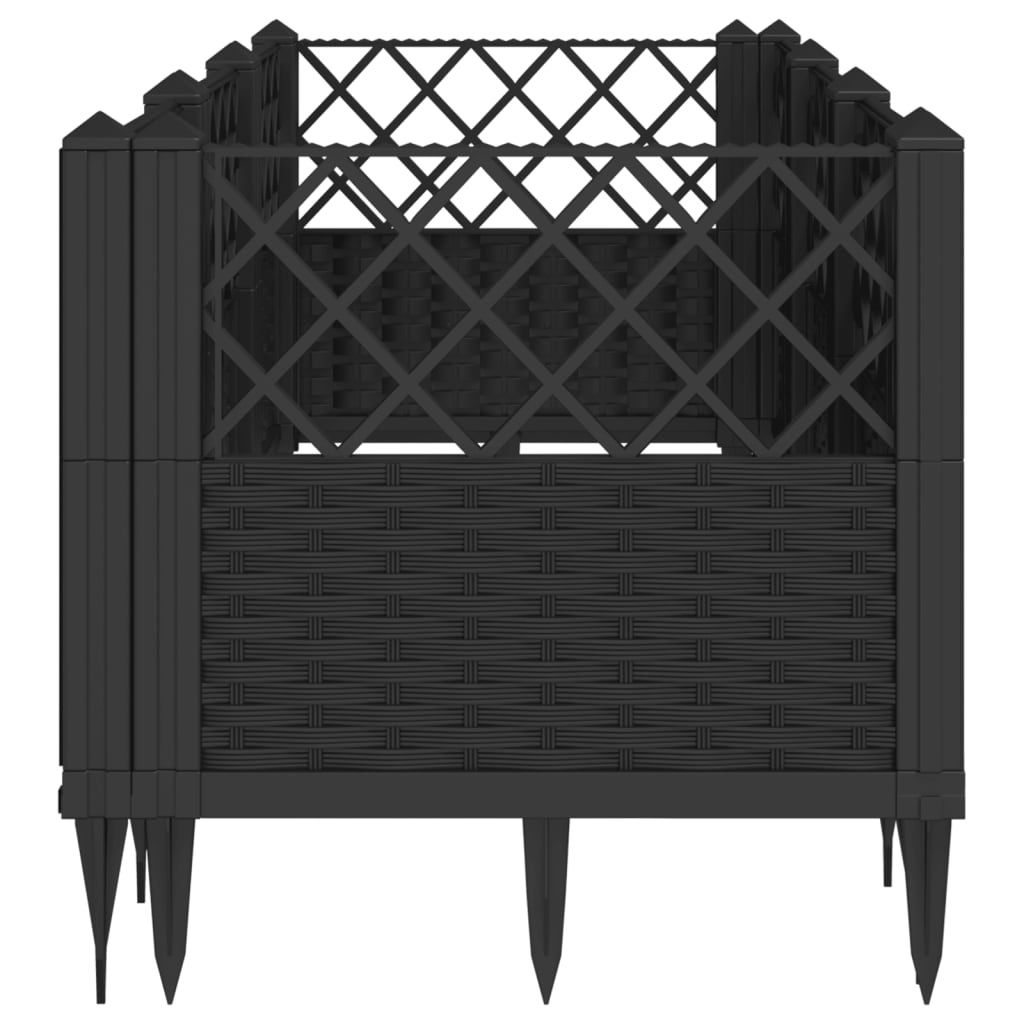 vidaXL Jardinera con clavijas PP negro 123,5x43,5x43,5 cm