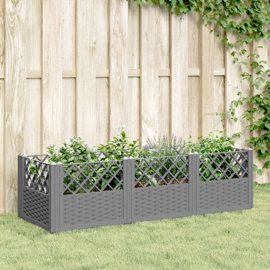 vidaXL Jardinera con clavijas PP gris claro 123,5x43,5x43,5 cm