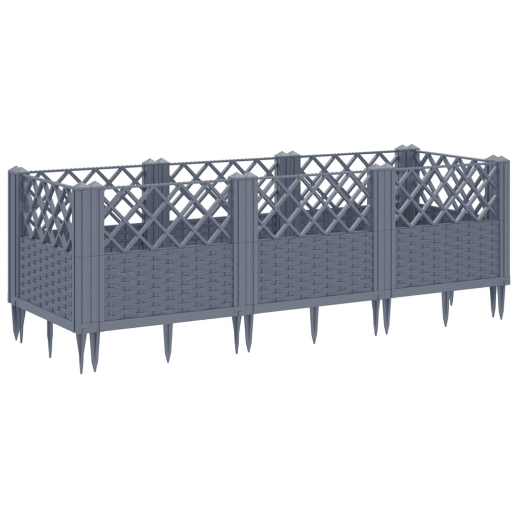 vidaXL Jardinera con clavijas PP azul gris 123,5x43,5x43,5 cm