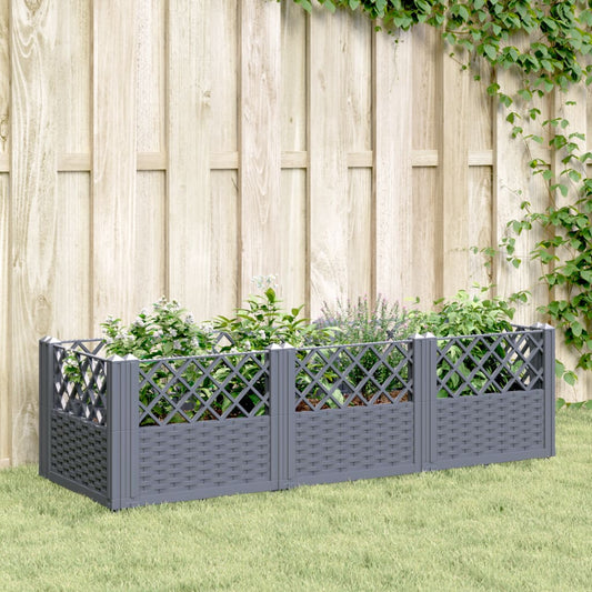 vidaXL Jardinera con clavijas PP azul gris 123,5x43,5x43,5 cm