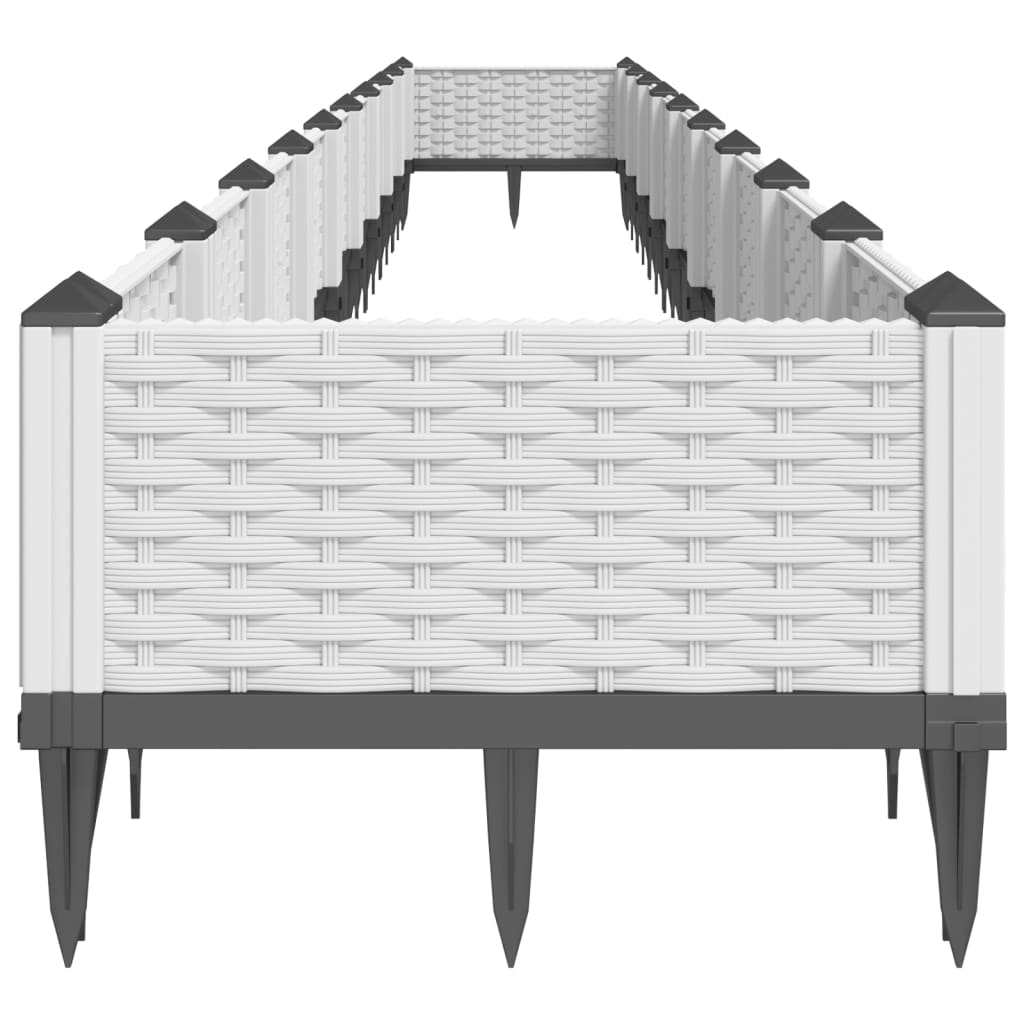 vidaXL Jardinera con clavijas PP blanco 362,5x42,5x28,5 cm