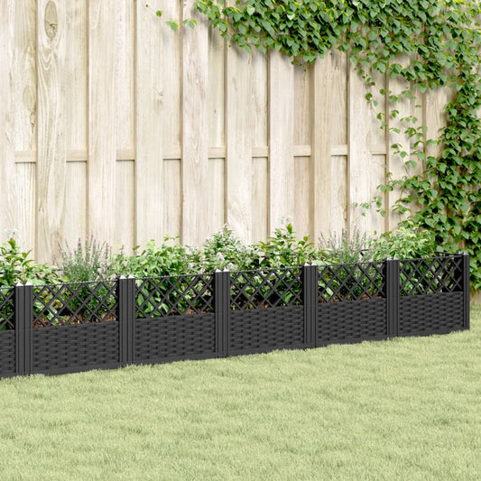 vidaXL Jardinera con clavijas PP negro 363,5x43,5x43,5 cm