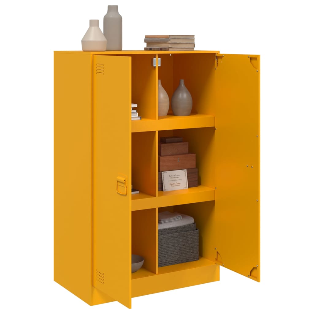 vidaXL Aparador de acero amarillo mostaza 67x39x107 cm