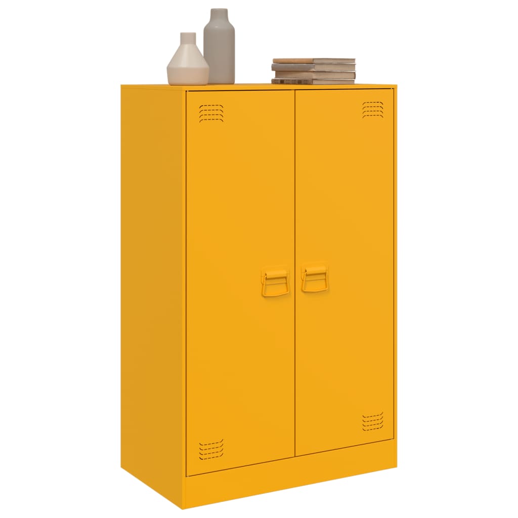 vidaXL Aparador de acero amarillo mostaza 67x39x107 cm