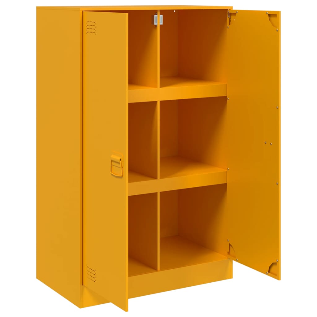 vidaXL Aparador de acero amarillo mostaza 67x39x107 cm