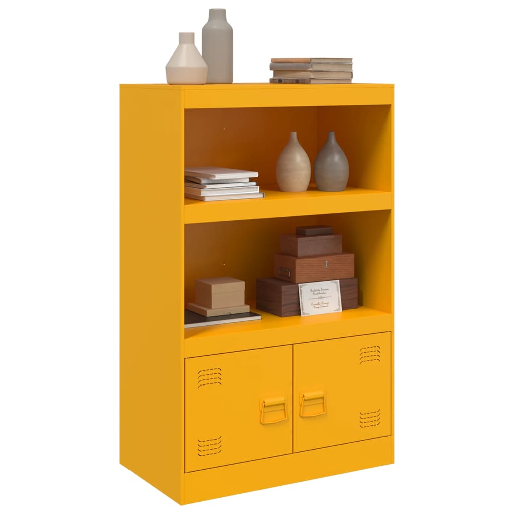 vidaXL Aparador de acero amarillo mostaza 67x39x107 cm